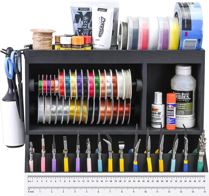 Ikee Design Jewelry and Craft Working Table Bench with measurement, organizes Tools, Wire, and Glue, maintaining all your jewelry or beads-making accessories, Color: Black - Image 3